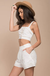 Zaniyah Crochet Top White