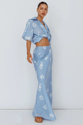Light Aura Maxi Skirt Print Blue White