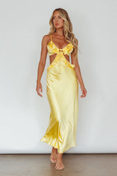 Stole My Heart Frill Trim Maxi Dress Yellow