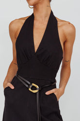 Lyan Gold Buckle Belt Black