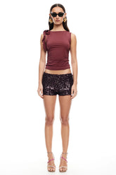 LIONESS Night Rider Mini Short Burgundy