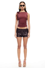 LIONESS Night Rider Mini Short Burgundy