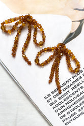 Flora Beaded Bow Earrings Tan