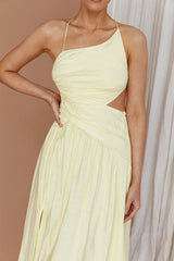 Destination Open Back Midi Dress Lemon