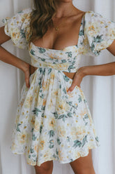 You're So Magic Cut-Out Mini Dress Floral Yellow