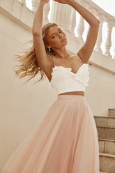 Juniper Frill Trim Cami Strap Crop Top White