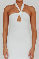 Mari Halterneck Midi Dress White