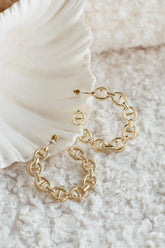 Haven Anchor Link Hoop Earrings Gold