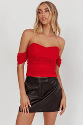 Melonie Off-Shoulder Top Red