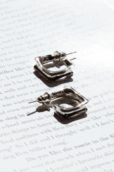 Maddox Small Square Hoop Earrings Silver