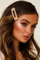 Maisy Beaded Oversized Rectangle Barrette Champagne