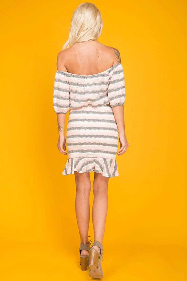 Ellie Tube Top Striped Top Grey & Pink