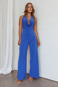 Emanuella Halterneck Split Jumpsuit Midnight Blue