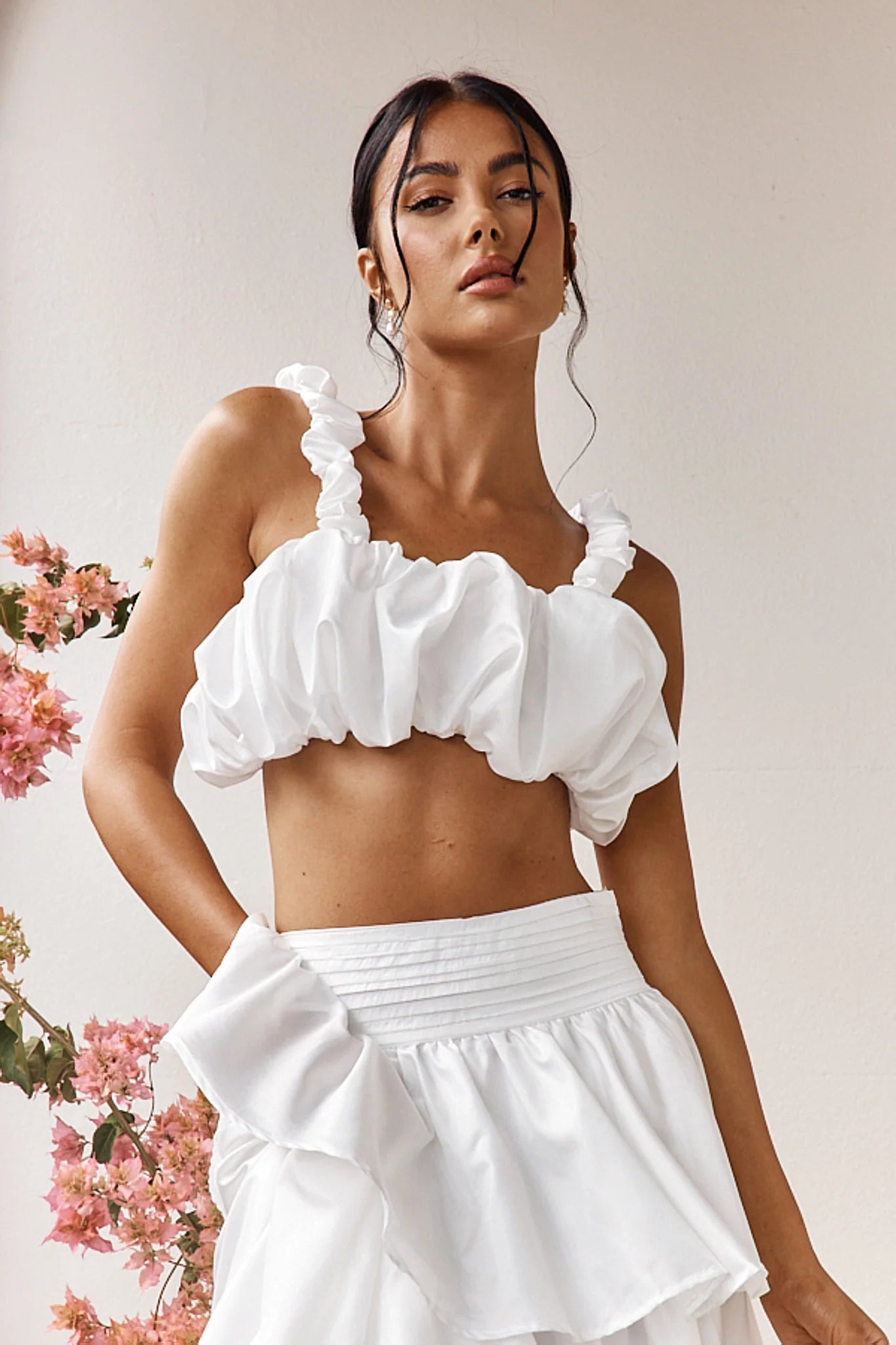 Sozo Bubble Crop Top Ivory
