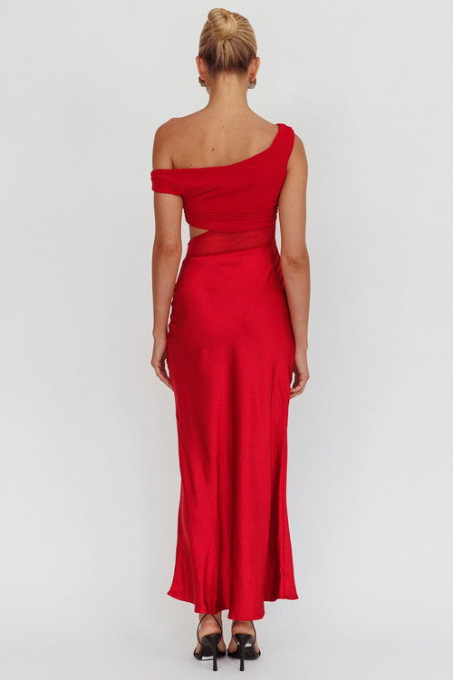 In Blooms Mesh Bodice Maxi Dress Wine