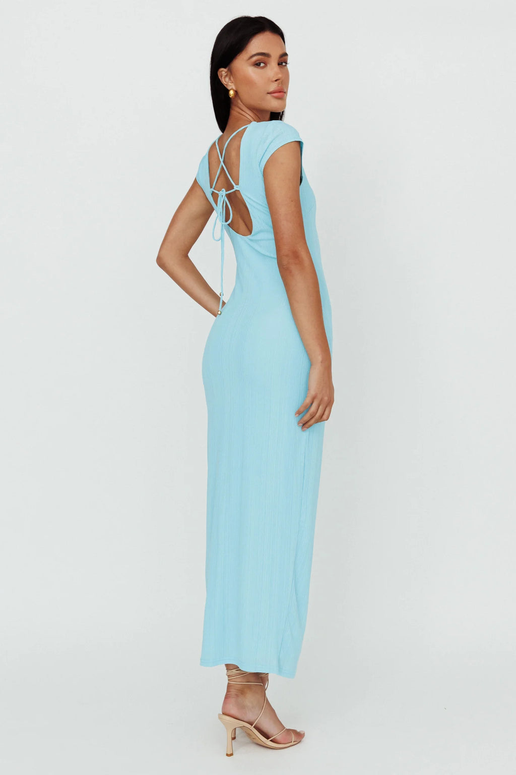 Elenice Cap Sleeve Cut-Out Midi Dress Blue