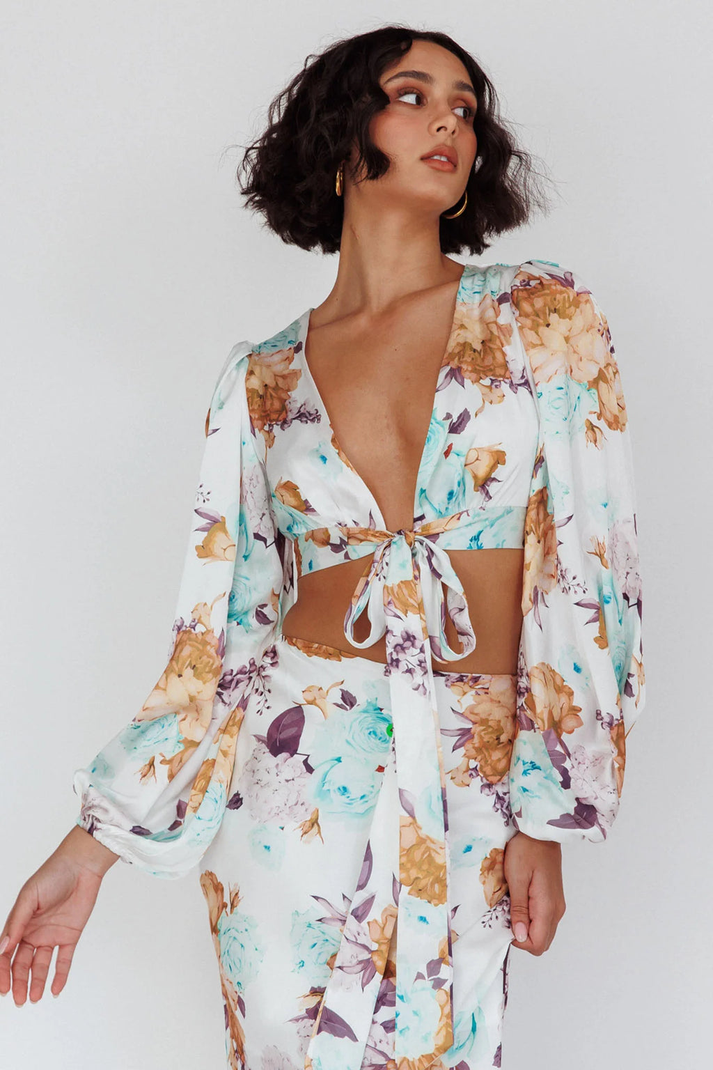 Meet Me In Fiji Tied Top Floral Yellow
