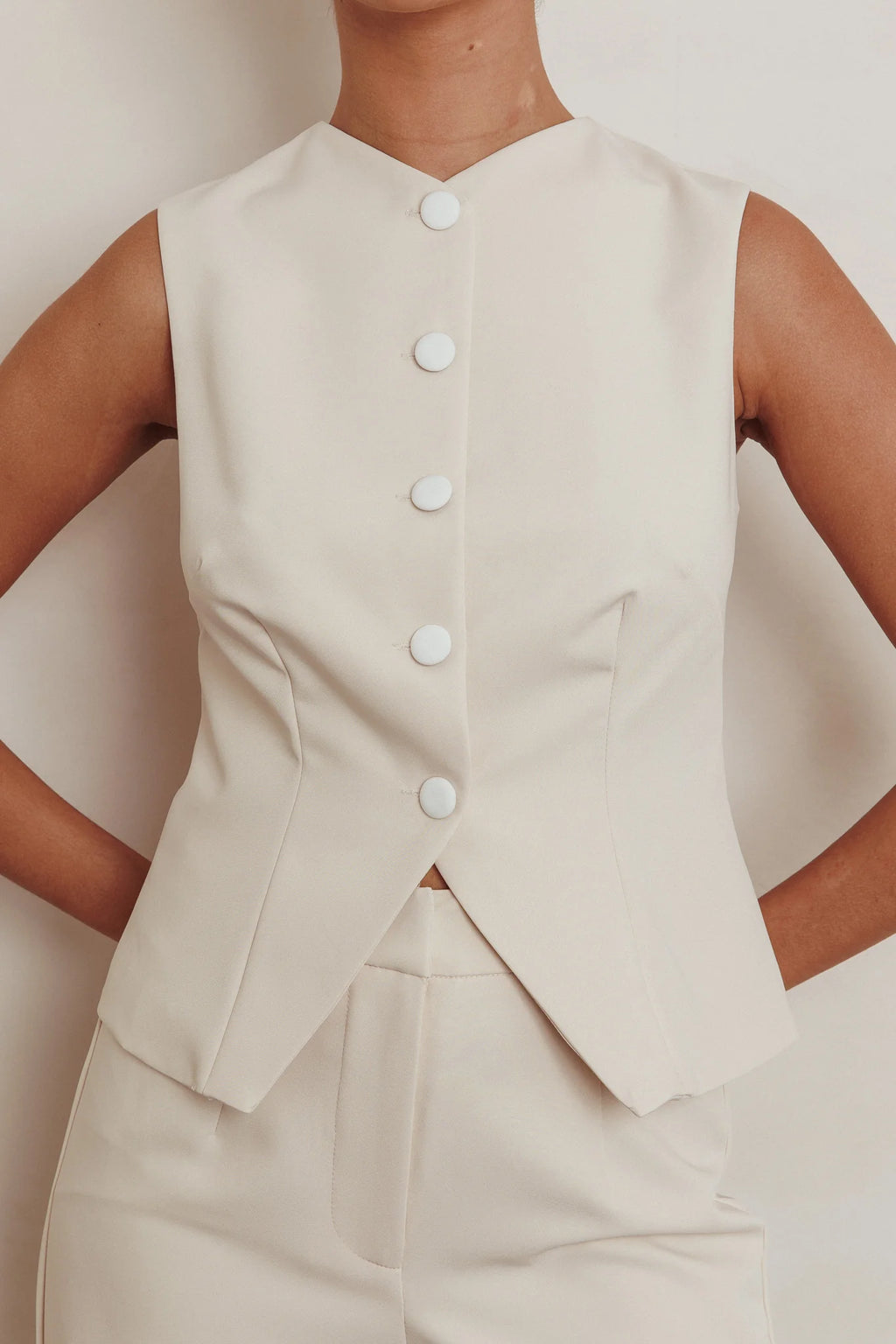 Consideration Sleeveless Vest Top Beige