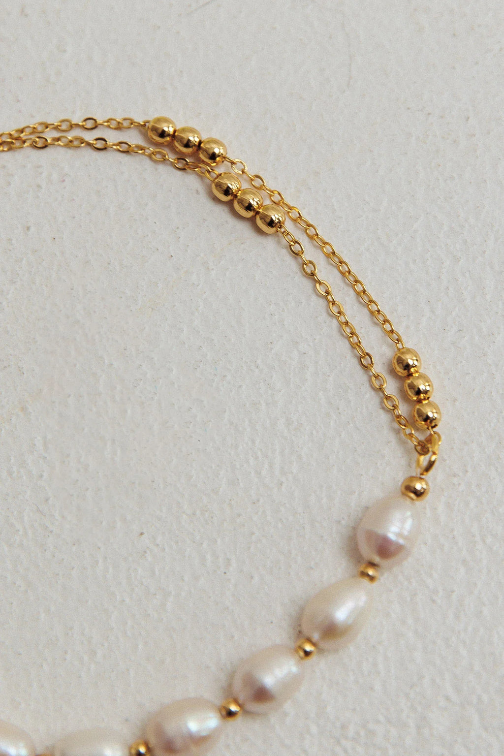 Polaris Freshwater Pearl Double Chain Bracelet Gold