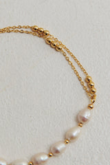 Polaris Freshwater Pearl Double Chain Bracelet Gold
