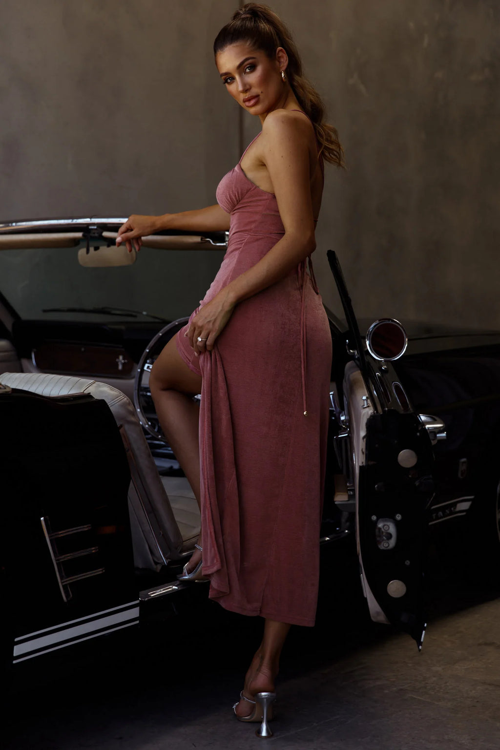 Playing For Keeps Split Front Maxi Dress Blush