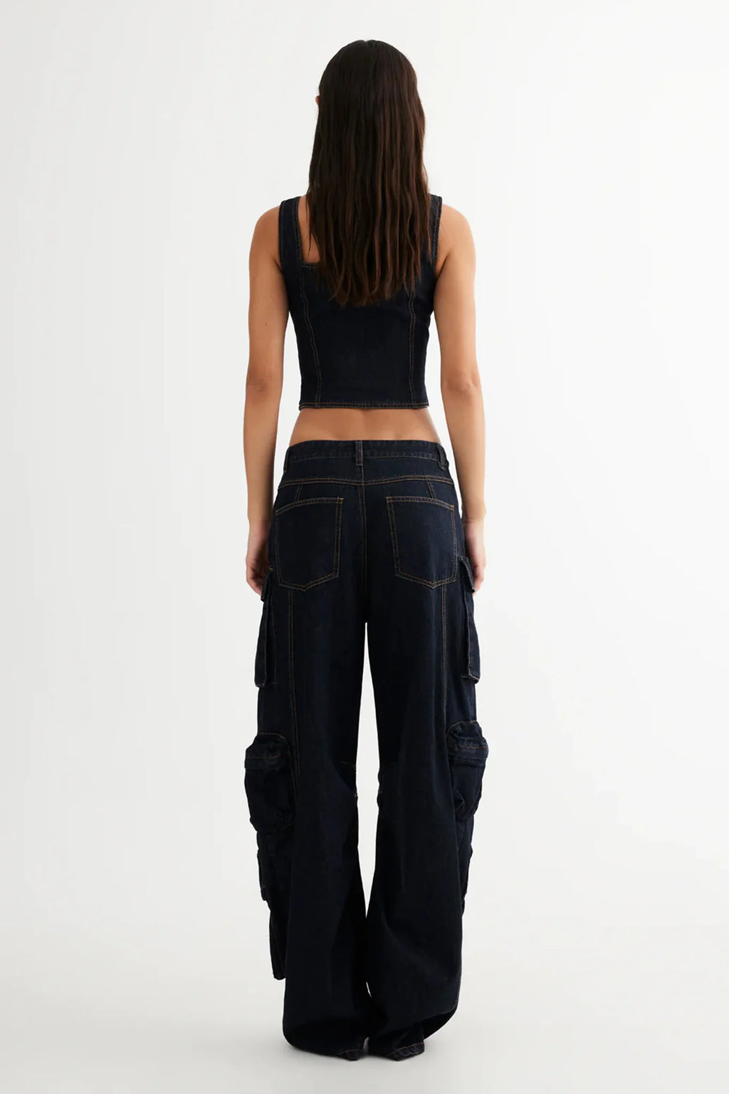 LIONESS After Hours Corset Dark Denim