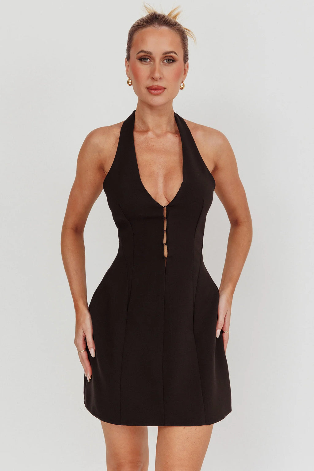 Elisabet Halter Neck Mini Dress Black