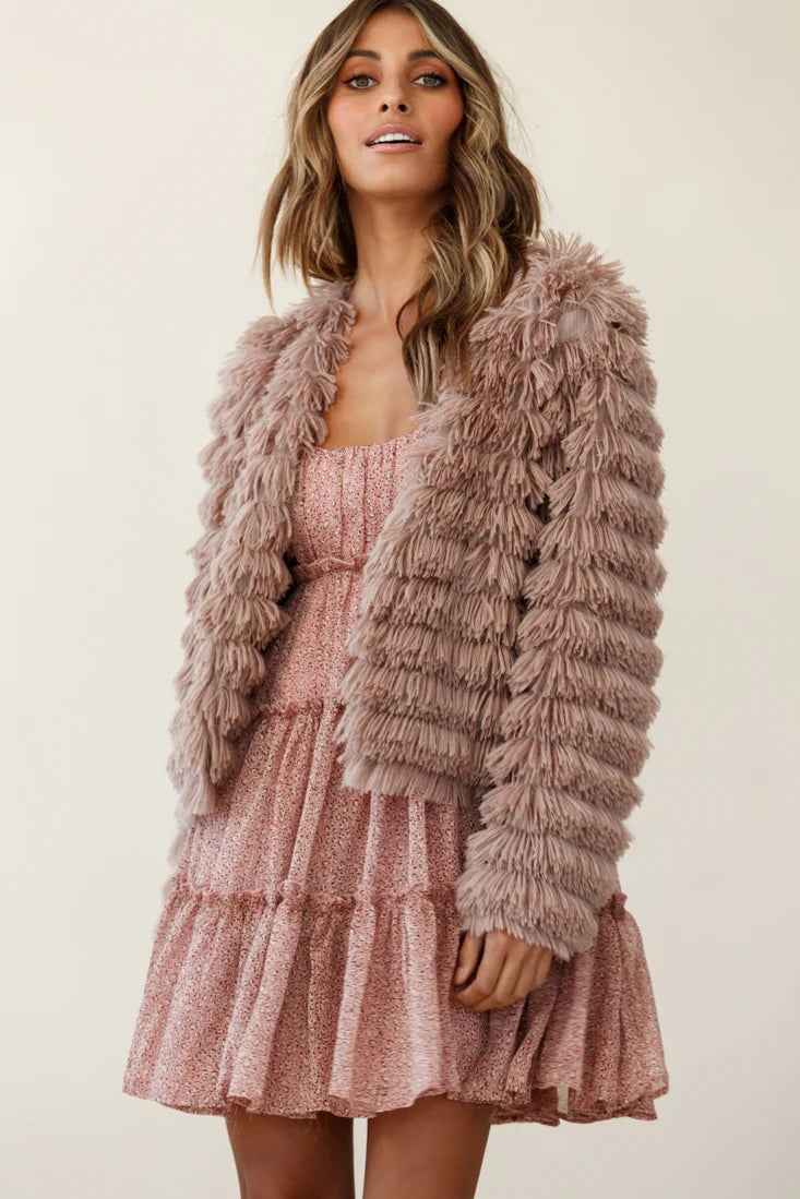 Montana Shaggy Faux Fur Jacket Camel