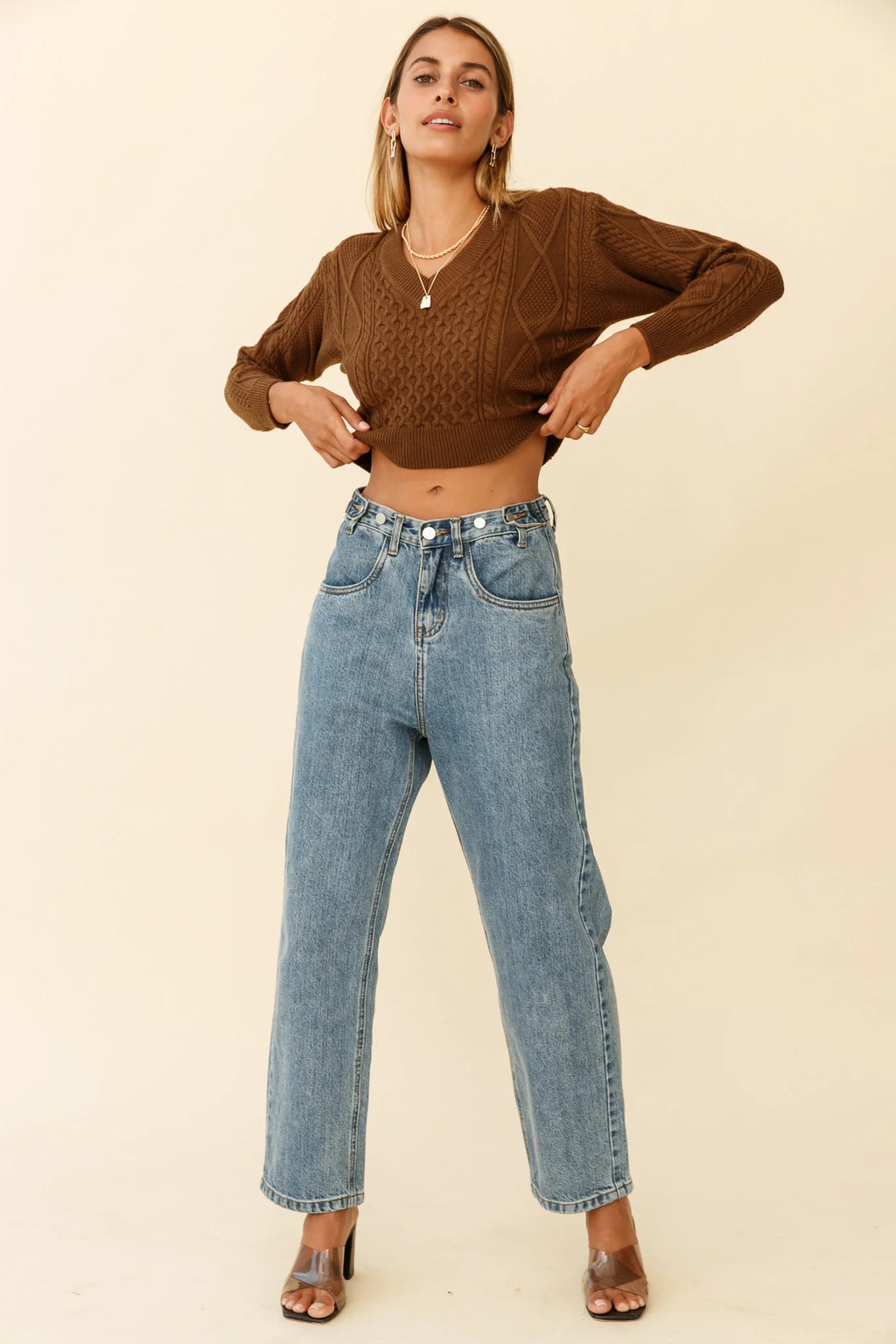 Dulce de Leche Long Sleeve Tie-Back Knit Sweater Olive