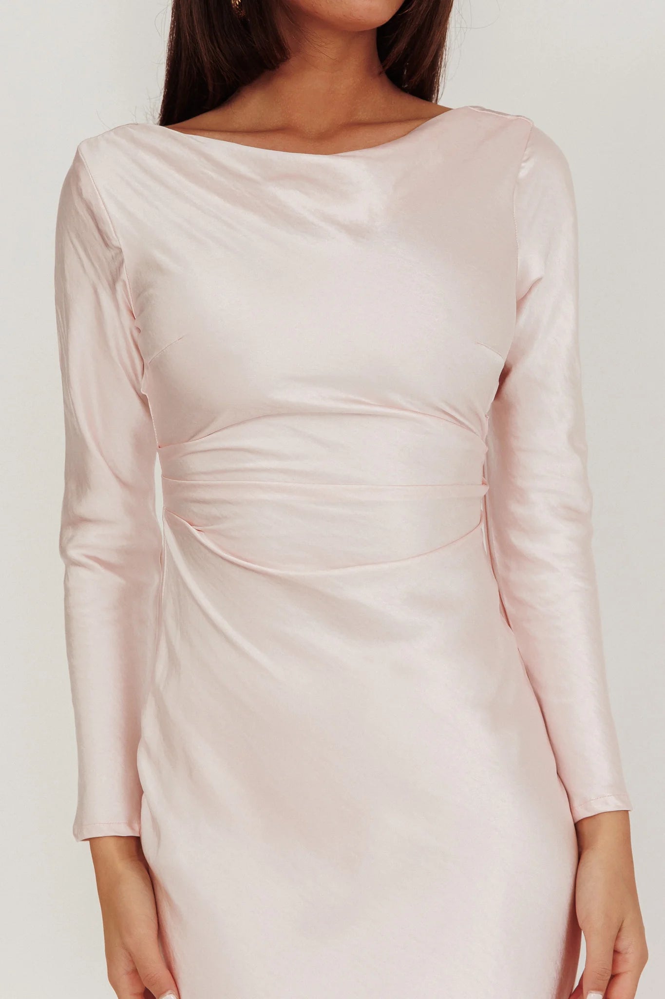 Loveland Cowl Back Midi Dress Baby Pink