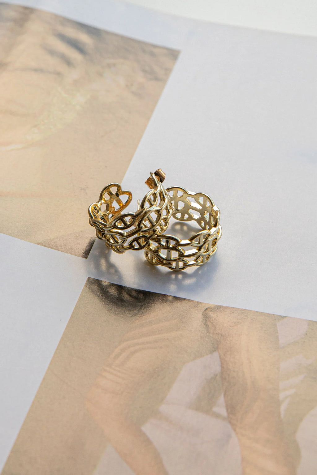 Georgiana Open Chain Hoop Earrings Gold