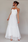 Calla Sweetheart Neckline Hail Spot Midi Dress White
