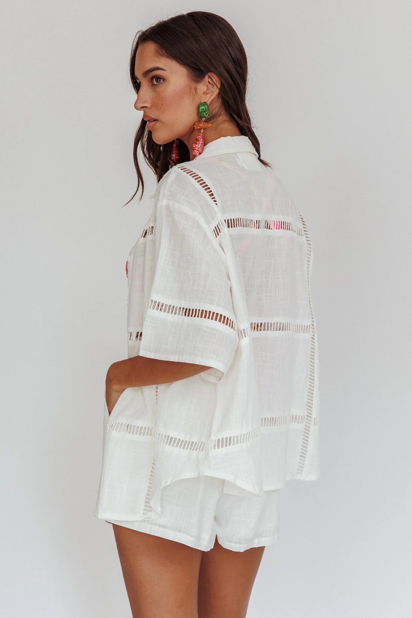 Phoebe Elastic Shorts White