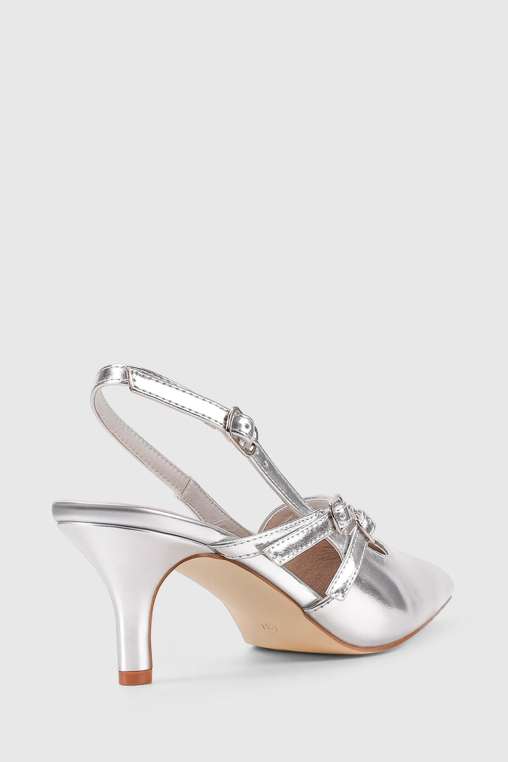VERALi Zedd Point Toe Kitten Heels Silver Metallic