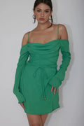 Teava Off-Shoulder Sleeve Laced Mini Dress Jade