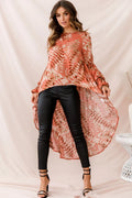 Elaine High Low Balloon Sleeve Top Rose