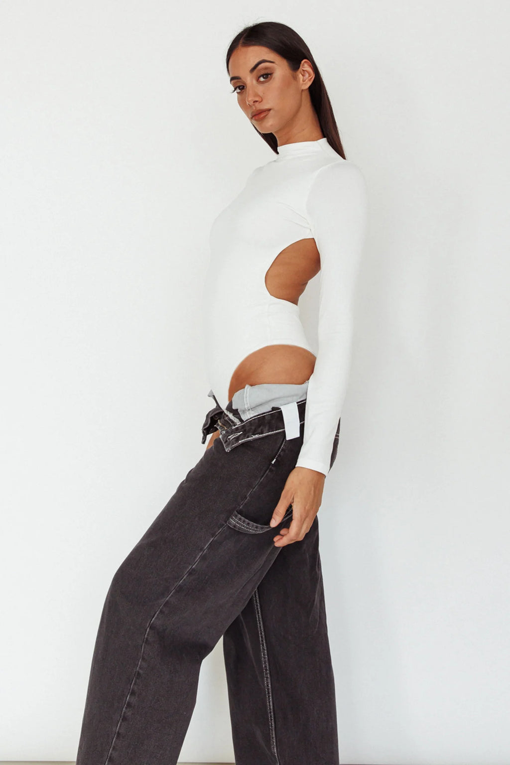 Remy Open Back Bodysuit Off White