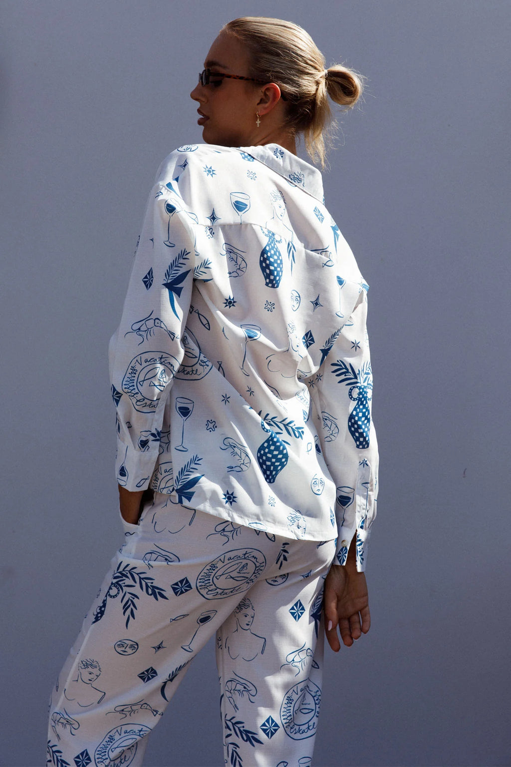 Weekend Bliss Long Sleeve Button Shirt White