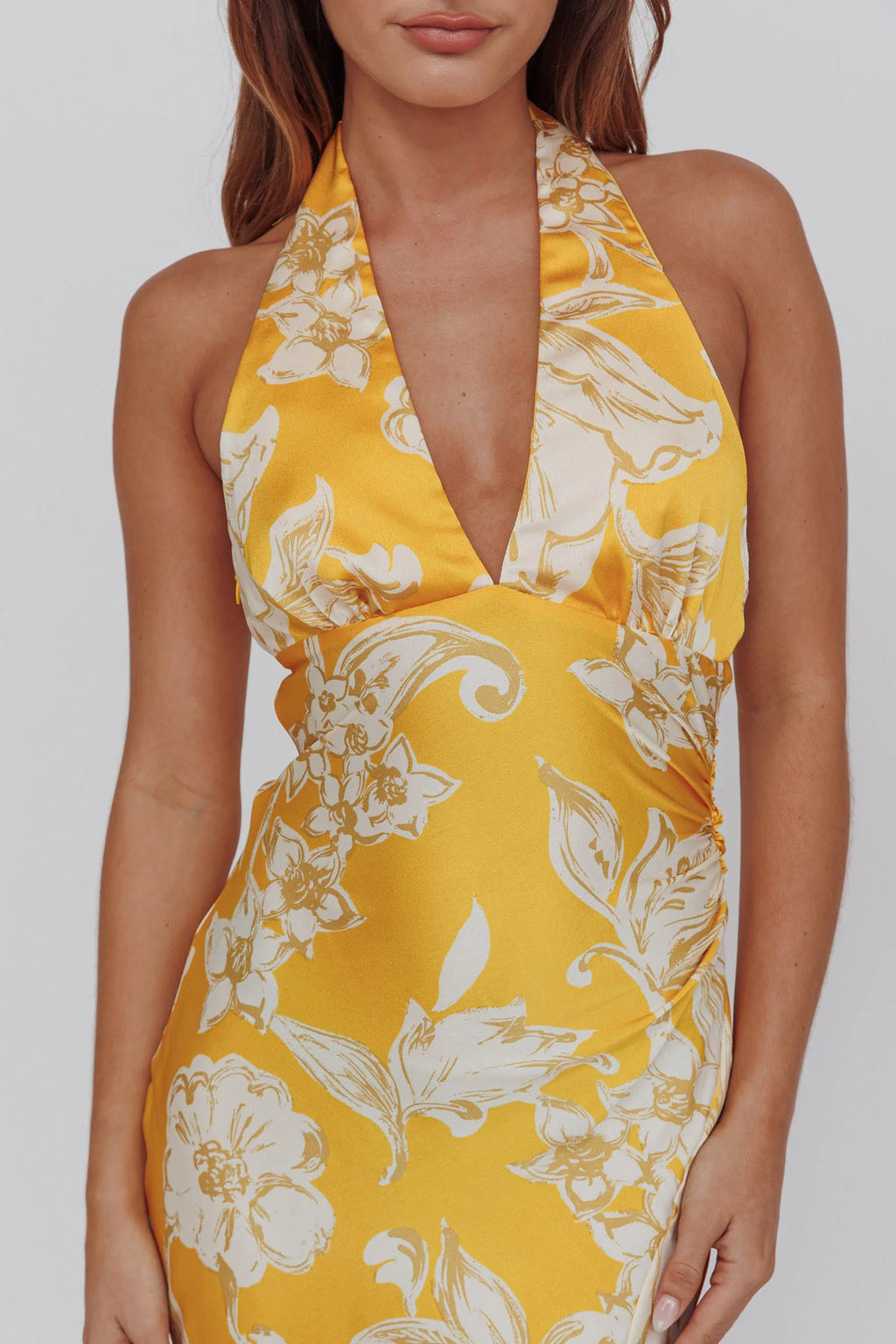 Brighter Days Halterneck Split Midi Dress Sun