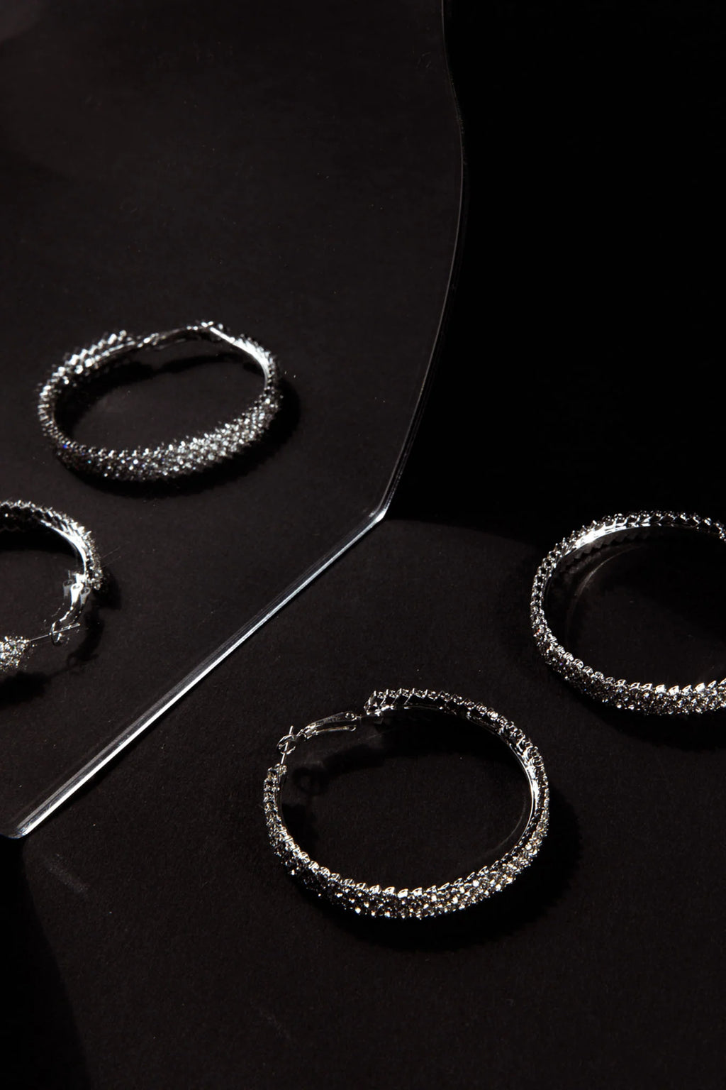 Maddy Diamante Hoop Earrings Silver
