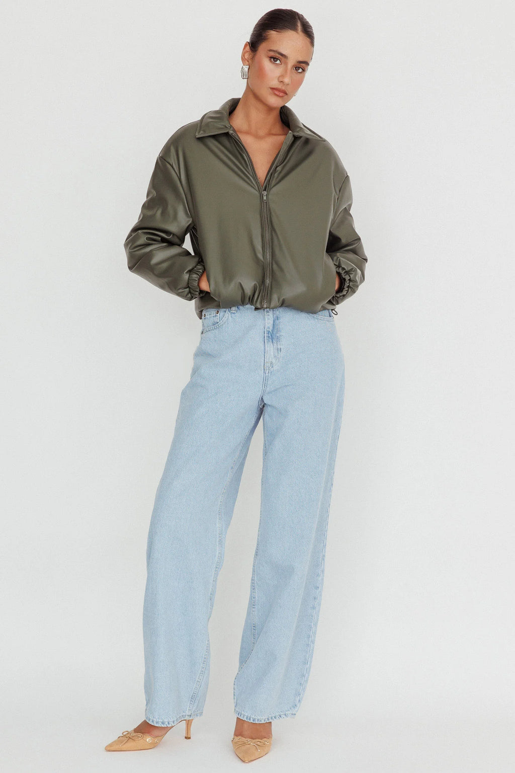Faroe Drawstring Waist Puff Jacket Green