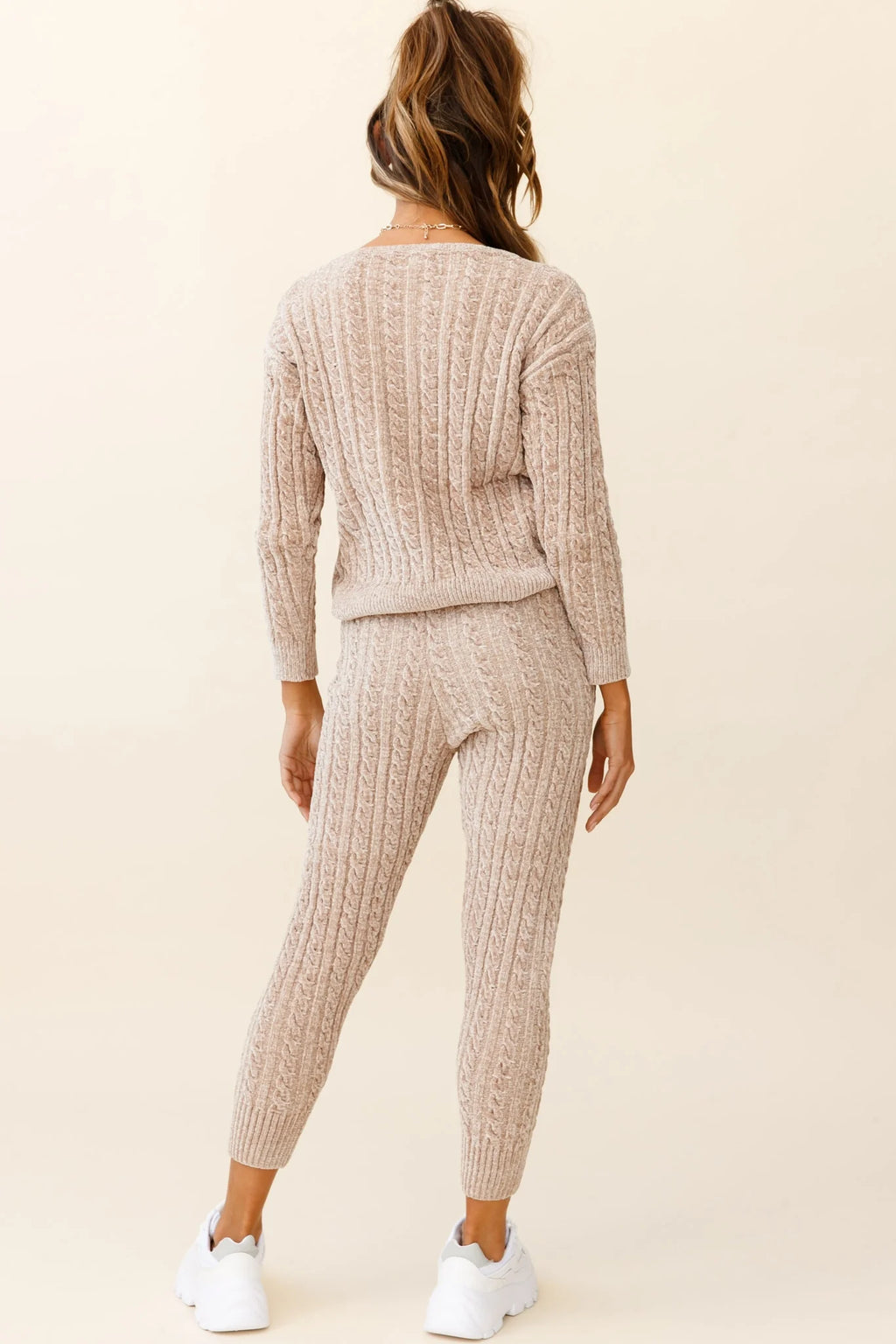 Kansas Cable Knit Fitted Pants Brown