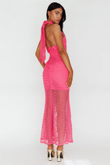 Costa Halterneck Midi Dress Pink
