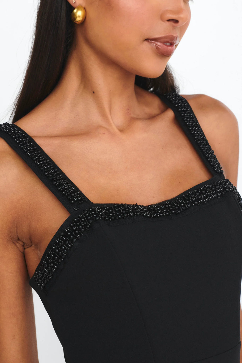 Emina Bead Trim Maxi Dress Black