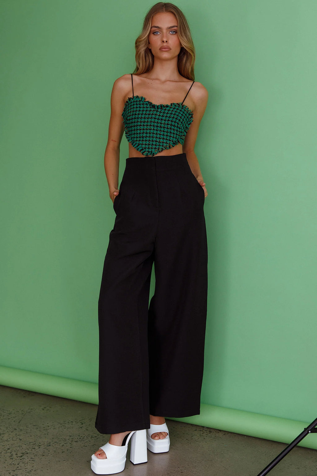 Starke High Waist Wide Leg Pants Black