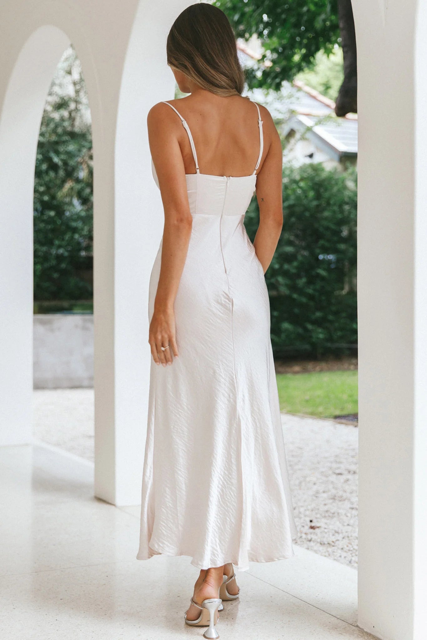 Infinity Pintuck Bust Maxi Dress Champagne
