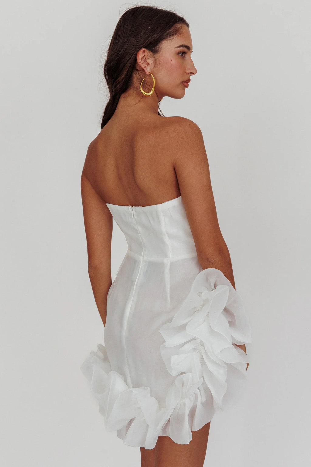 L'amour Toujours Frill Accent Mini Dress White