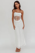 These Days Backless Lace Waist Maxi Dress White