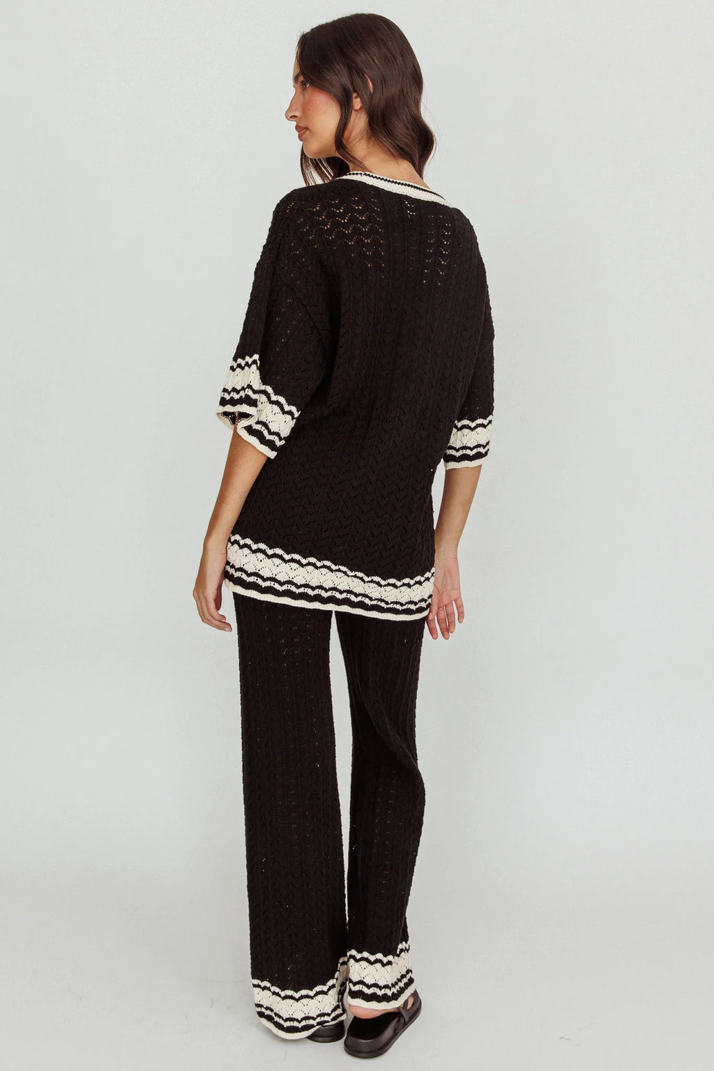 Rhodes Cotton Straight Leg Knit Pants Black