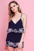Amaris Layered Romper Navy